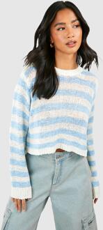 Petite Loose Knit Stripe Sweater, Blue - M