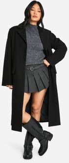 Petite Mantel Met Wollook En Langslijn, Black - 44