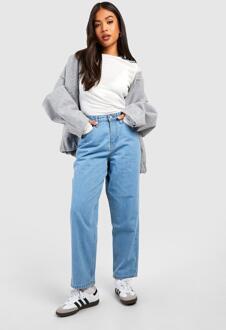 Petite Mid Blue High Rise Mom Jeans 26', Mid Blue - 34