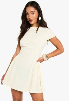 Petite Mini-Jurk Met Getextureerde, Volumineuze Rok, Lemon - 40