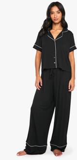 Petite Modal Kortmouwshirt & Pyjamabroek Set, Black - 36