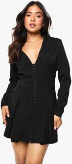 Petite Op Maat Gemaakte Blazerjurk Met Haak- En Oogdetail En Getailleerde Taille, Black - 40