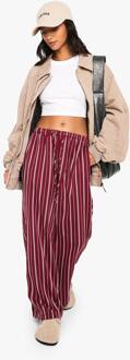Petite Pijpenbroek Met Fijne Streepjes, Wijde Pijpen En Een Tailleband Met Trekkoord, Red - 40