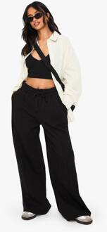 Petite Pintuck Detail Jogger Met Rechte Pijpen, Black - XL