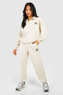 Petite Rugby Sweatshirt Embroidered Tracksuit, Stone - L