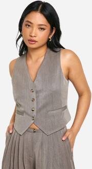 Petite Tank Met Namaak Hoornknopen En Getailleerde Pasvorm, Grey - 40