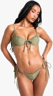 Petite Zwemkleding Essentials Brief Met Strik Aan De Zijkant, Khaki - 38