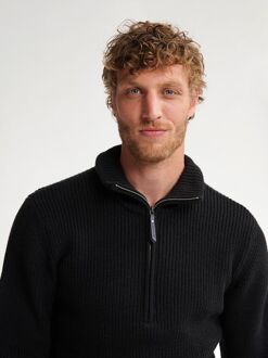 Petrol Half Zip Pullover Navy Donkerblauw - M,XXL