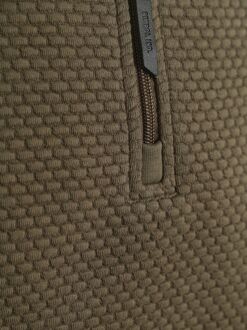 Petrol Half Zip Pullover Structure Olive Groen - XXL