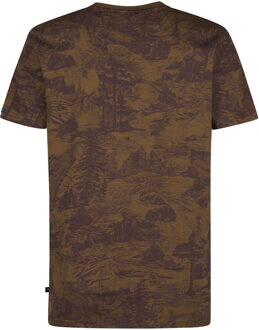 Petrol Industries Heren All-over Print T-shirt Provo - Bruin - maat Brons