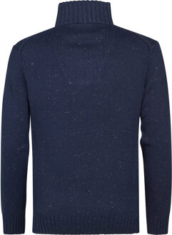 Petrol Industries Heren Gebreide Half-Zip Trui Denver - Blauw - maat
