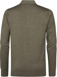 Petrol Industries Heren Gebreide Polo met Lange Mouwen Carolina - Groen - maat