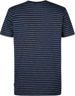 Petrol Industries Heren Gestreept T-shirt Seabreeze - Blauw - 3XL
