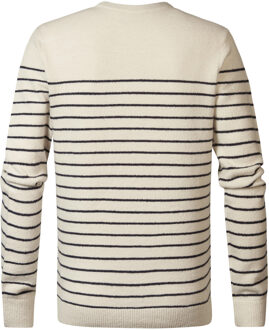 Petrol Industries Heren Gestreepte Trui Stebbins - Wit - maat