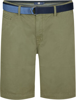 Petrol Industries Heren Plus Size Chino Short met Riem Waveview - Groen - 6XL