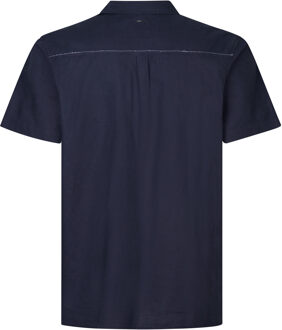Petrol Industries Heren Plus size effen linnen overhemd Mahiway - Blauw
