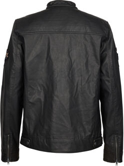 Petrol Industries Heren PU Bikerjack Seafront - Zwart - maat