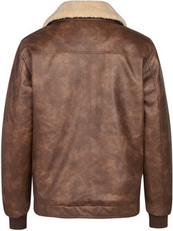 Petrol Industries Heren PU Jas met Teddykraag Driftless - Bruin - maat 2XL