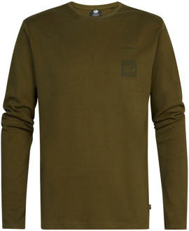 Petrol Industries Heren shirt m-3030-tlr663 6157 dark moss Groen - L