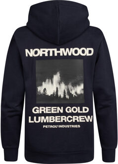 Petrol Industries Jongens Backprint Hoodie Rainier - Blauw - maat 8J / 128cm Navy