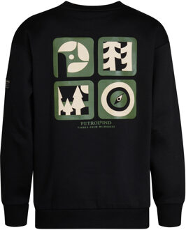 Petrol Industries Jongens Backprint Sweater Pocono - Zwart - maat 10J / 140cm