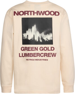 Petrol Industries Jongens Backprint T-shirt White Mountain - Geel Beige - 12J / 152cm