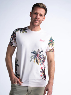Petrol Industries Men t-shirt met botanische print Roze - XL