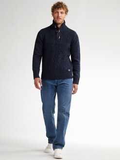 Petrol Kabeltrui Half Zip Hamilton Navy Donkerblauw - L