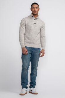 Petrol Mocker Trui Melange Lichtgrijs Off-White - XL