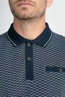 Petrol Polo Print Navy Donkerblauw - XXL