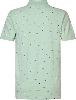 Petrol Poloshirt Seashore Print Groen
