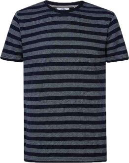 Petrol T-Shirt Strepen Navy Donkerblauw