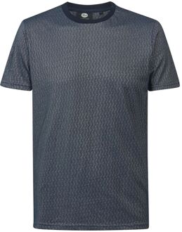 Petrol T-Shirt Zigzag Navy Blauw - M