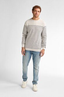 Petrol Trui Palm Streep Ecru Off-White - XXL