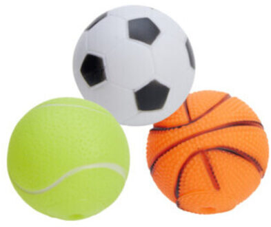 Pets Collection Hondenspeelgoed - 3x - speelballen - pvc - 6,5 cm - voetbal basketbal tennisbal