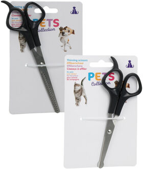 Pets Collection huisdieren knipscharen set - vacht/oren/neus - rvs/kunststof - katten/honden - 18 cm