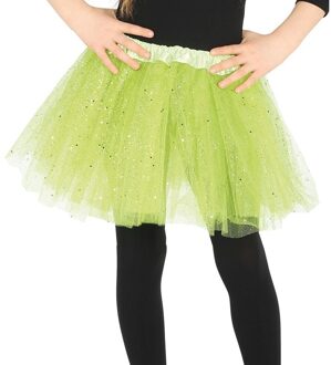 Petticoat/tutu verkleed rokje lime groen glitters voor meisjes
