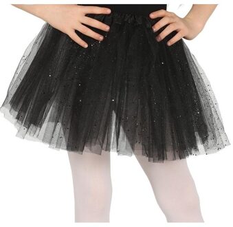 Petticoat/tutu verkleed rokje zwart glitters 31 cm voor meisjes