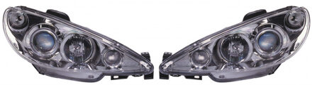 Peugeot Set Koplampen passend voor Peugeot 206 2002- incl GTi 1999- - Chroom - incl. Angel-Eyes