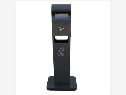 Peuken/afvalbak – 1040x400x260 Mm, 2 Liter Asbak, 8 Liter Afvalbak, Donkergrijs