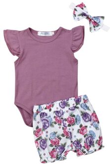 Peuter Baby Baby Meisje Kleding Romper + Shorts Hoofdband Casual Outfits Set 0-18 M 12m