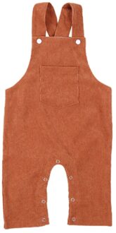 Peuter Baby Corduroy Romper Baby Jongen Meisje Jarretel Riem Broek Met Voorvak Effen Kleur Knop Jumpsuit Voor Lente Herfst Bruin / 18m