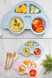 Peuter Baby Gerechten Cartoon Auto Vorm Plaat Milieuvriendelijke Gescheiden Kind Eten Platen Kids Servies Servies Lade