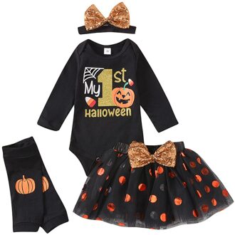 Peuter Baby Kids Meisjes Halloween Print Set Romper Rok Outfits Cartoon Pompoen Casual Kleding Ropa De Bebe Шапка Детская 24M
