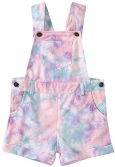 Peuter Baby Meisje Jarretel Broek Tie-Dye Afdrukken Mouwloze Outfits Casual Vierkante Kraag Een Stuk Kleding 2T