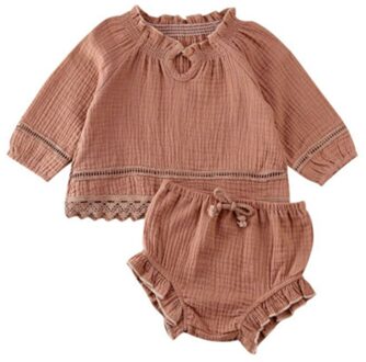 Peuter Baby Meisje Lange Mouw Tops T-shirt Ruche Shorts Broek 2 Stuks Kleding Set 0-24M