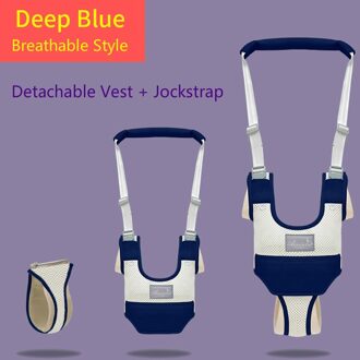 Peuter Baby Wandelen Harnesses Rugzak Riemen Voor Kleine Kinderen Kids Assistant Learning Veiligheid Reins Harness Walker diep blauw(Breath reeks