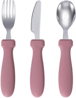 Peuter- en Kinderbestekset - 3 delig - De ideale eerste bestekset voor kleine handjes - Oudroze