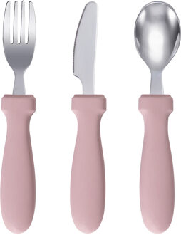 Peuter- en Kinderbestekset - 3 delig - De ideale eerste bestekset voor kleine handjes - Zachtroze
