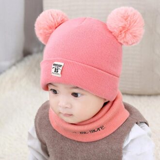 Peuter Haak Baby Baby Girl & Boy Muts Kids Beanie Winter Cap Sjaal Set roze